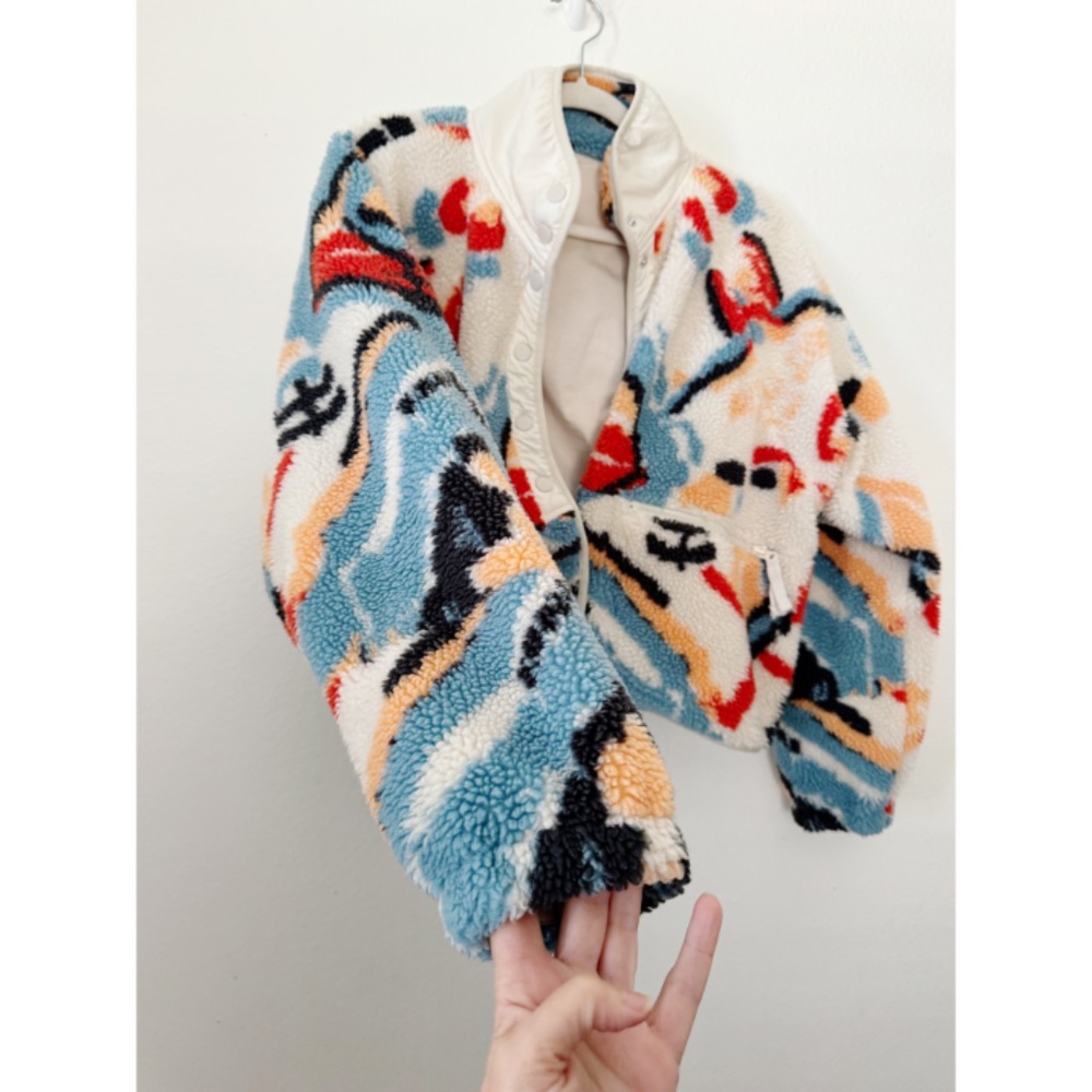 Free People Hit the Slopes Fleece Jacket in Multi Combo XS - Picture 9 of 10
